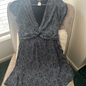 Express Black and White Patterned Midi Dress